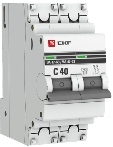 Выключатель автоматический EKF PROxima ВА47-63 2п 40А C 4.5кА картинка